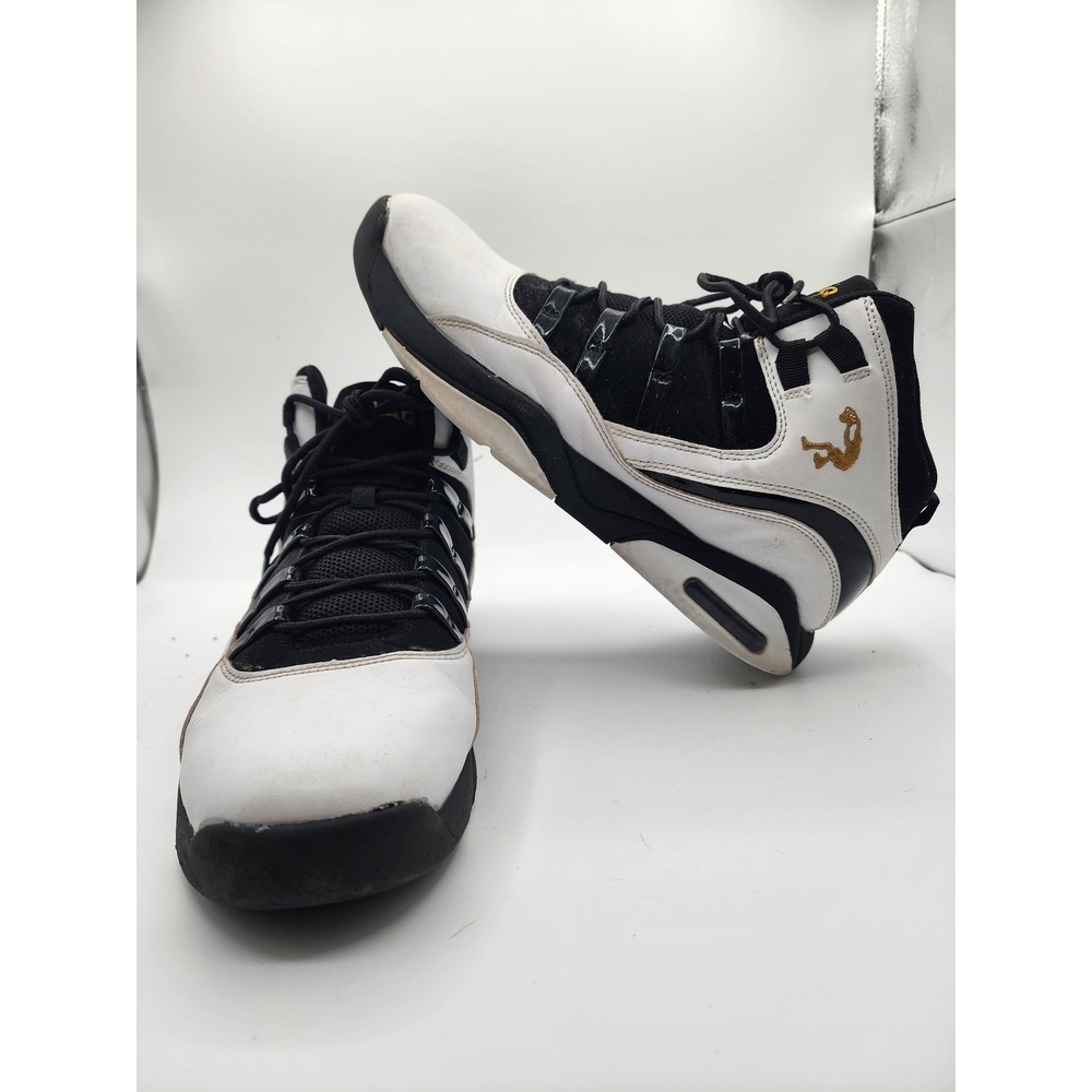 Shaq Full Press Basketball Shoes White Black Gold High Top Sneakers Size 12